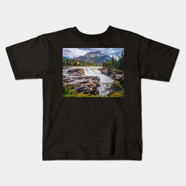 Jasper National Park Athabasca Falls Alberta Canada Banff Kids T-Shirt by WayneOxfordPh